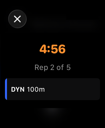 Active workout and rest screen