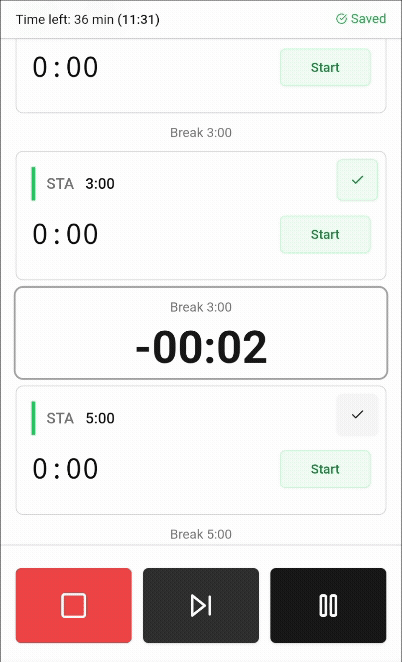 Automatic transition from breath-hold to rest countdown