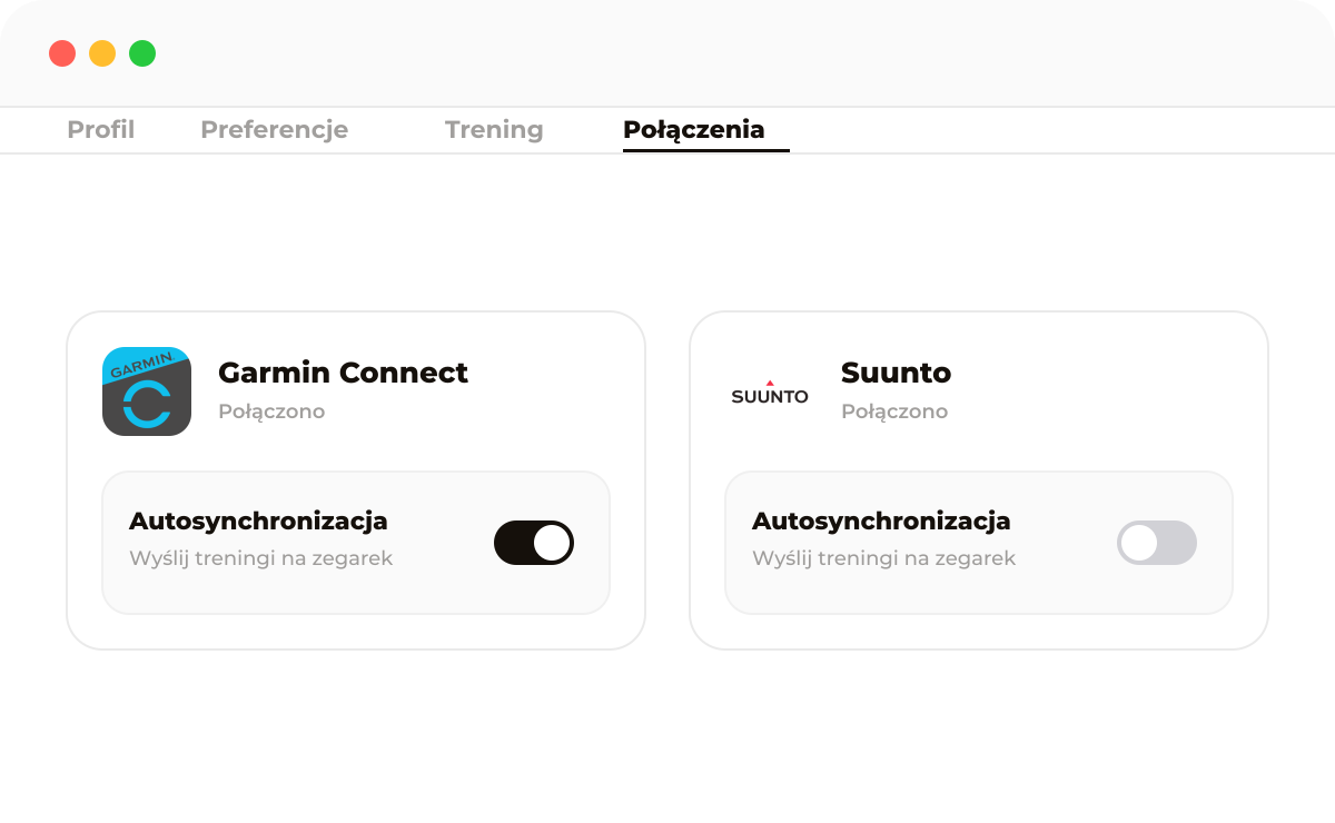 Połącz Garmin i Suunto, aby synchronizować treningi